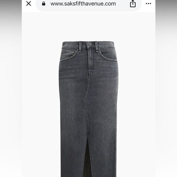 Hudson Denim Reconstructed Maxi skirt five pocket front slit black pearl grey 31 - Picture 10 of 14